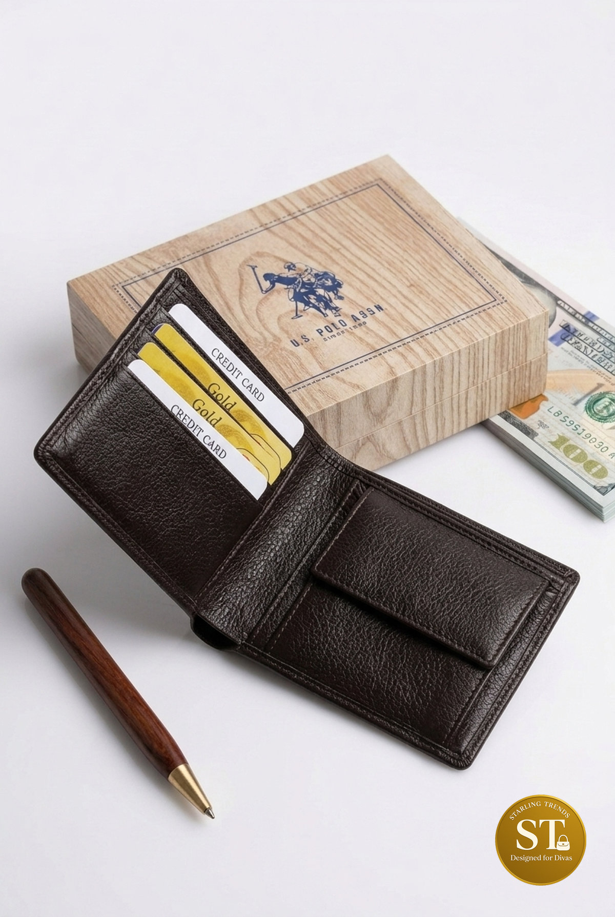 US POLO INSPIRED MEN'S WALLET (BROWN) - Image 2