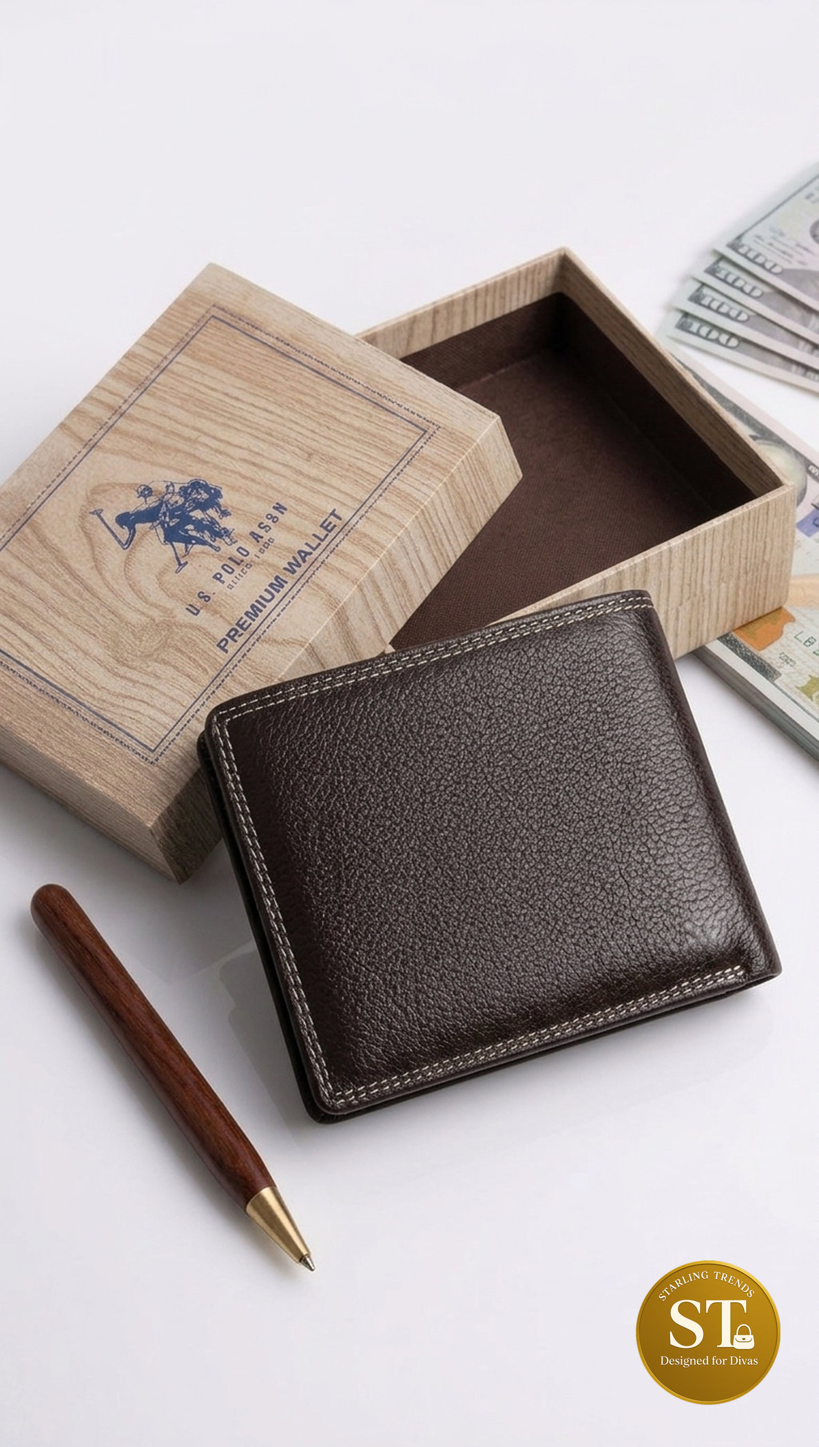 US POLO INSPIRED MEN'S WALLET (BROWN) - Image 3