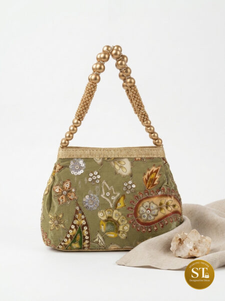 OLIVE CHARM POTLI BAG (Mehandi Color)