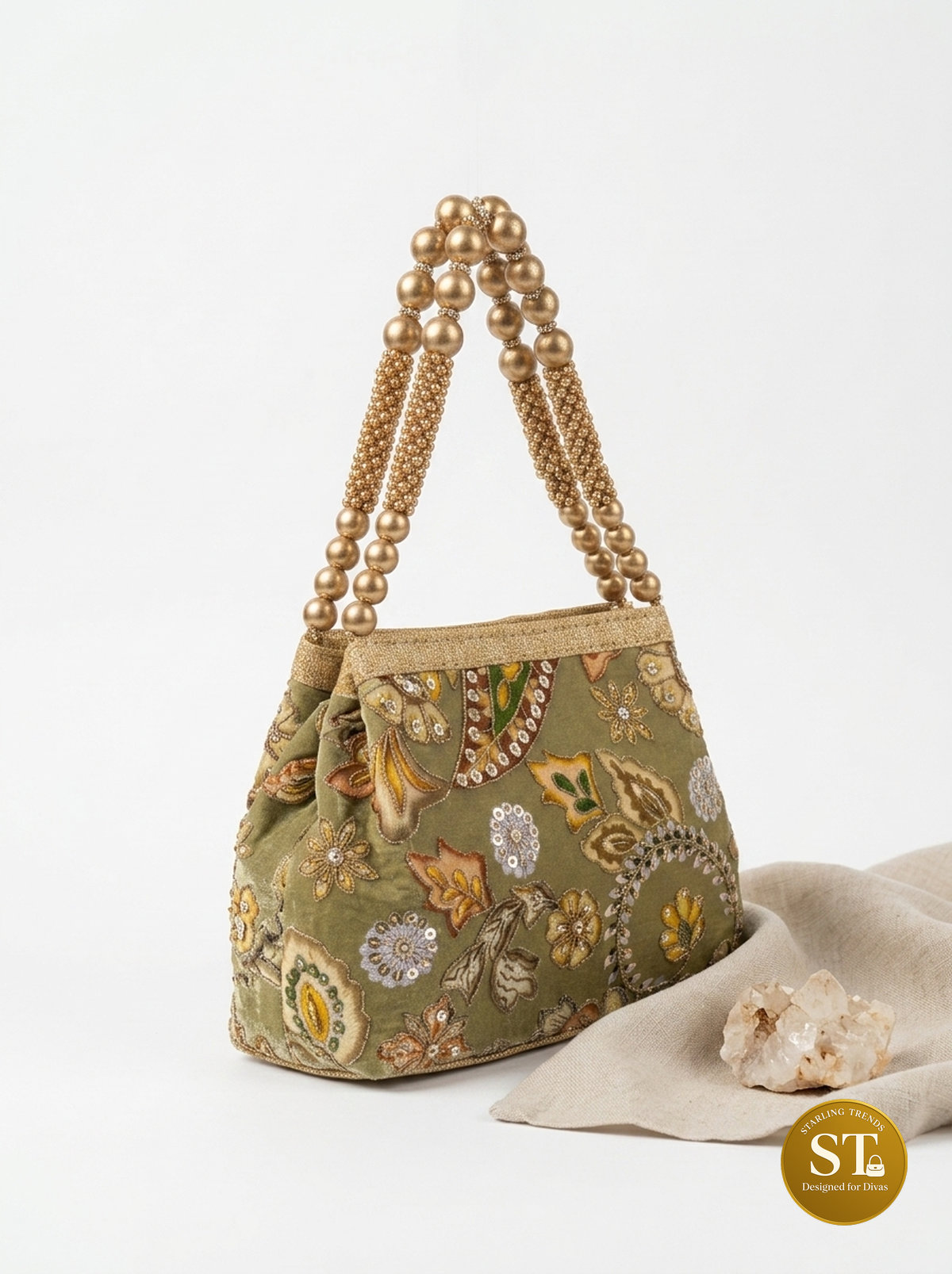 OLIVE CHARM POTLI BAG (Mehandi Color) - Image 2