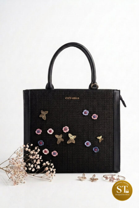 Butterfly Bloom Tote (Black)