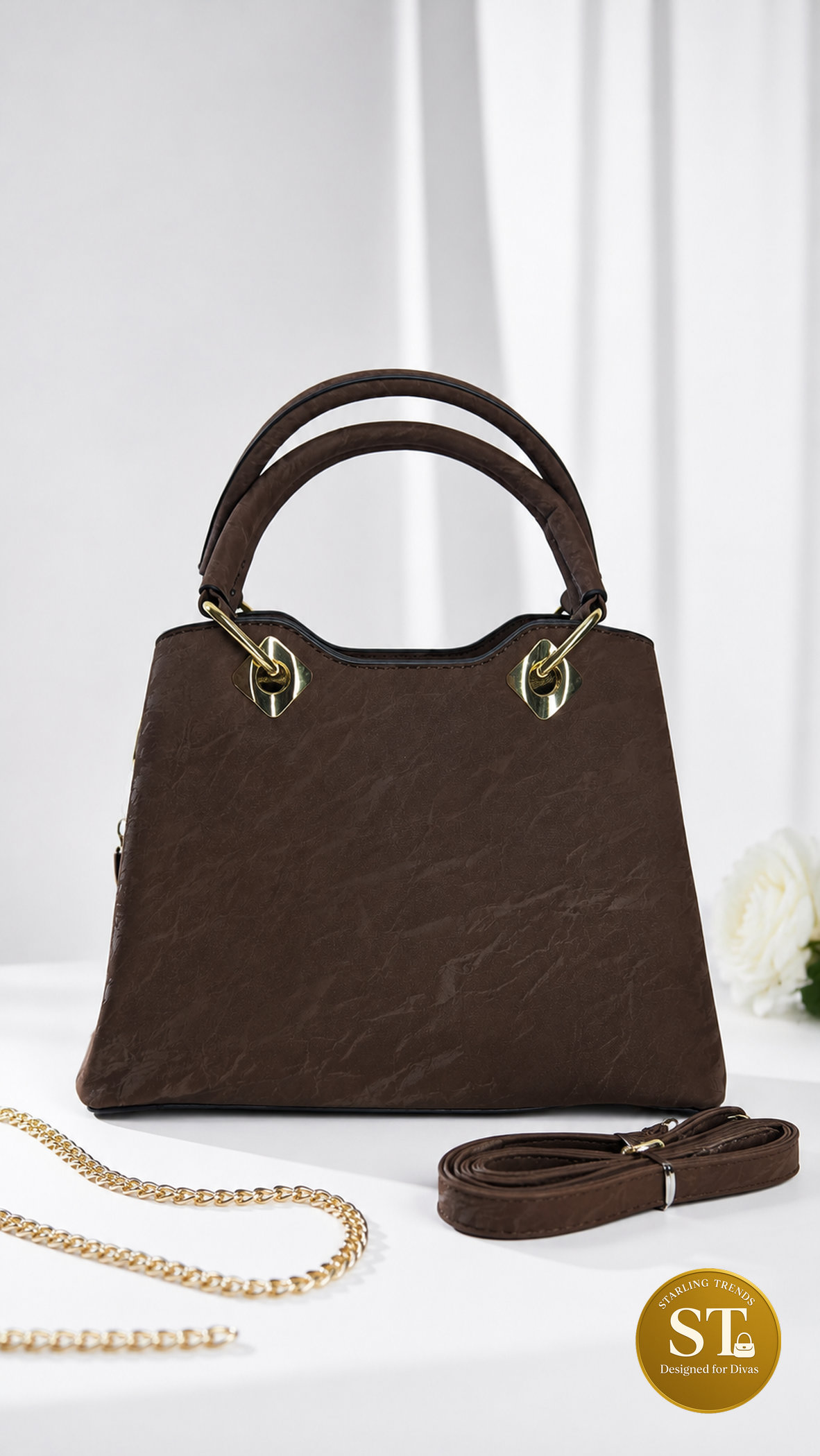 Velvet Eclipse Handbag (Dark Brown) - Image 3