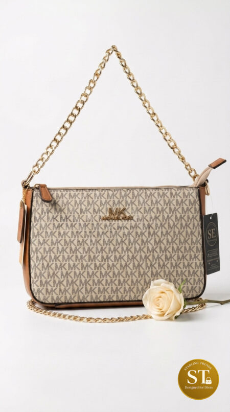 MK INSPIRED Elite Signature Shoulder Bag (Creme)