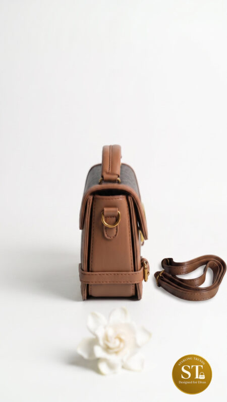 COACH INSPIRED SIGNATURE SLING BAG (BROWN)