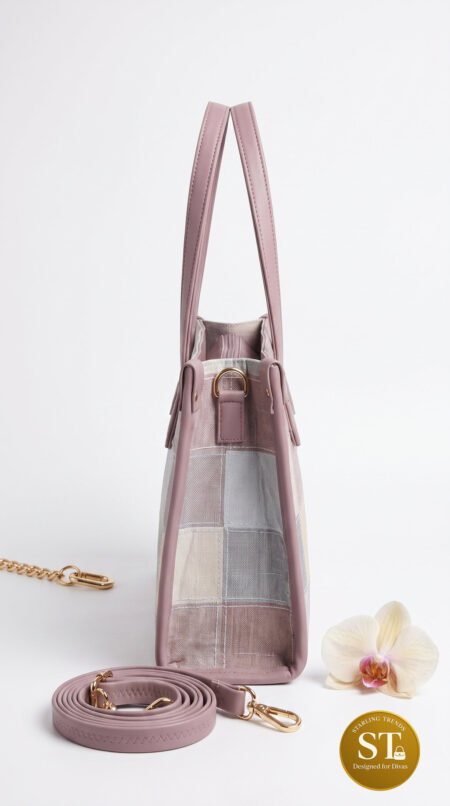 CLOUD GRID TOTE BAG (PINK)