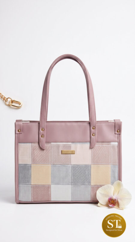 CLOUD GRID TOTE BAG (PINK)