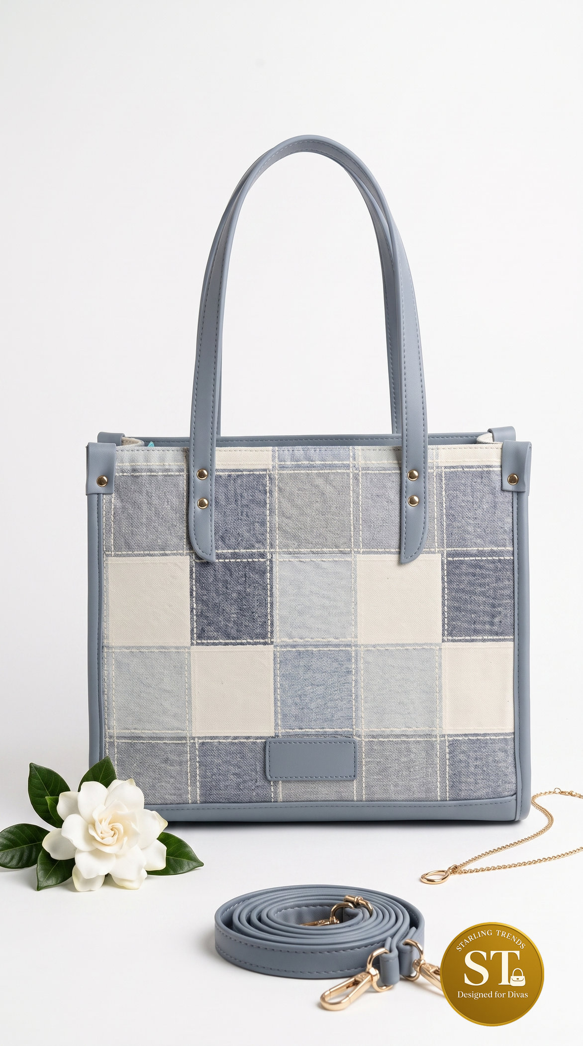 CLOUD GRID TOTE BAG (BLUE) - Image 3