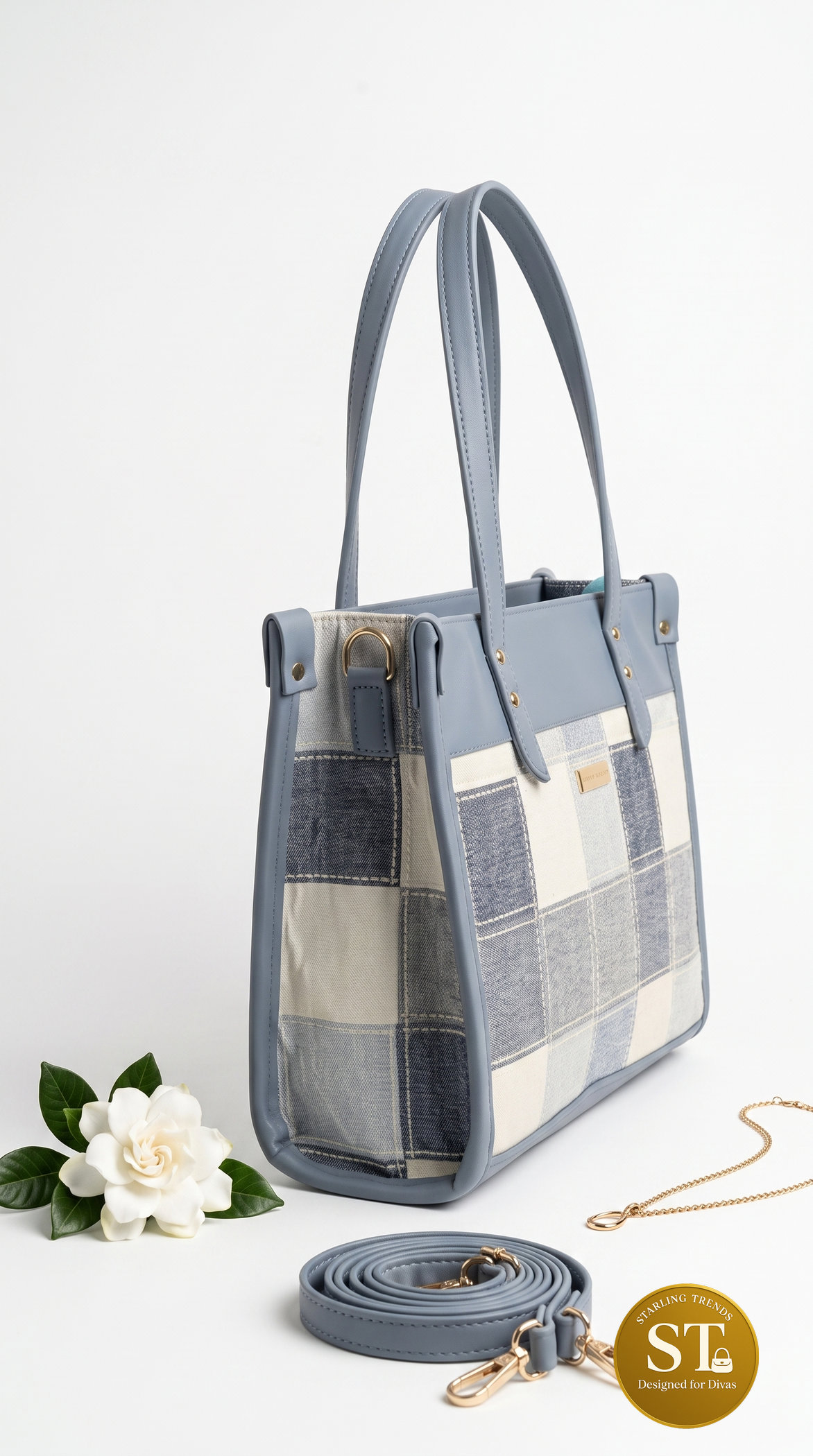 CLOUD GRID TOTE BAG (BLUE) - Image 2
