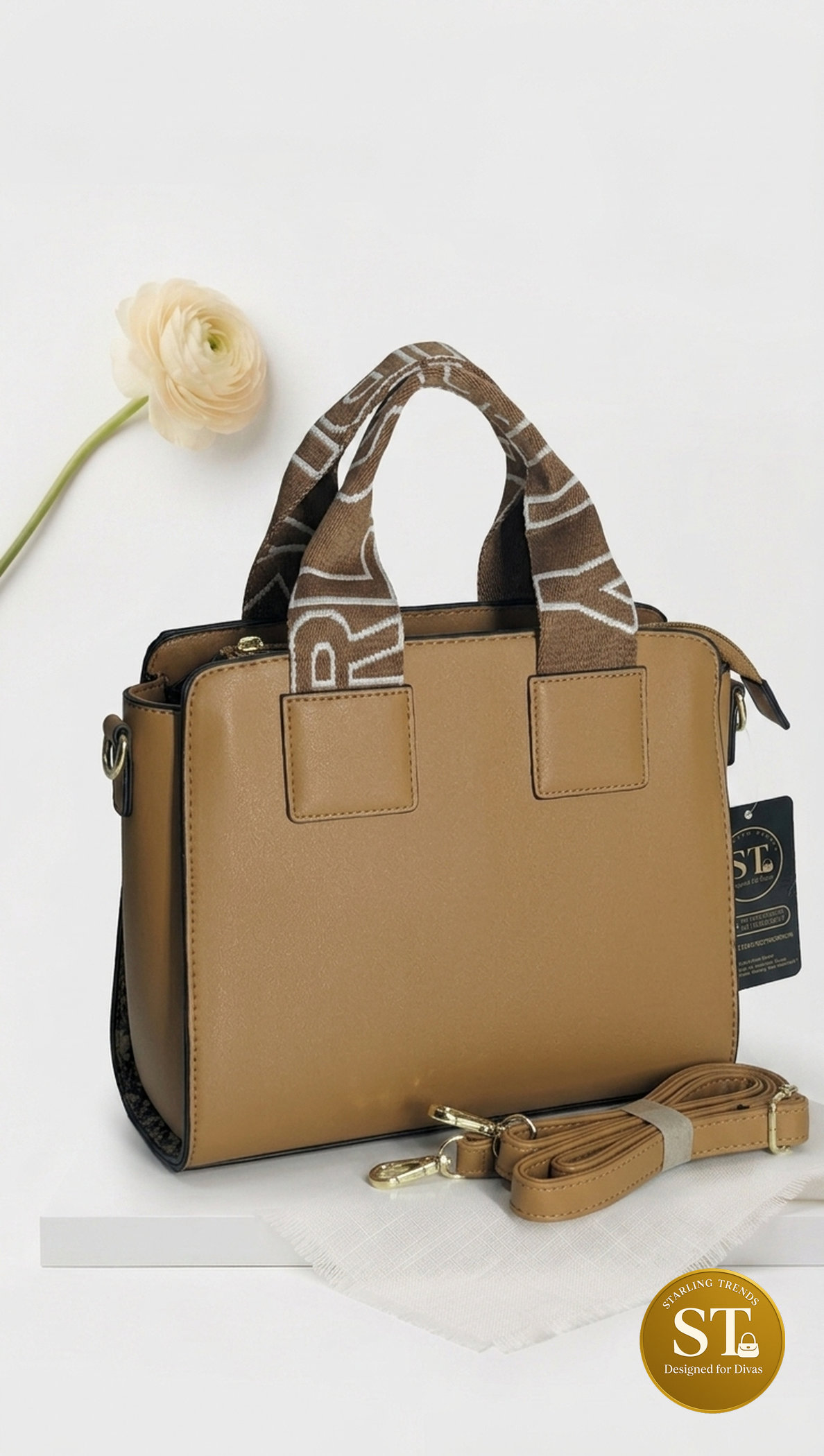 Camel Pearl Handbag - Image 3