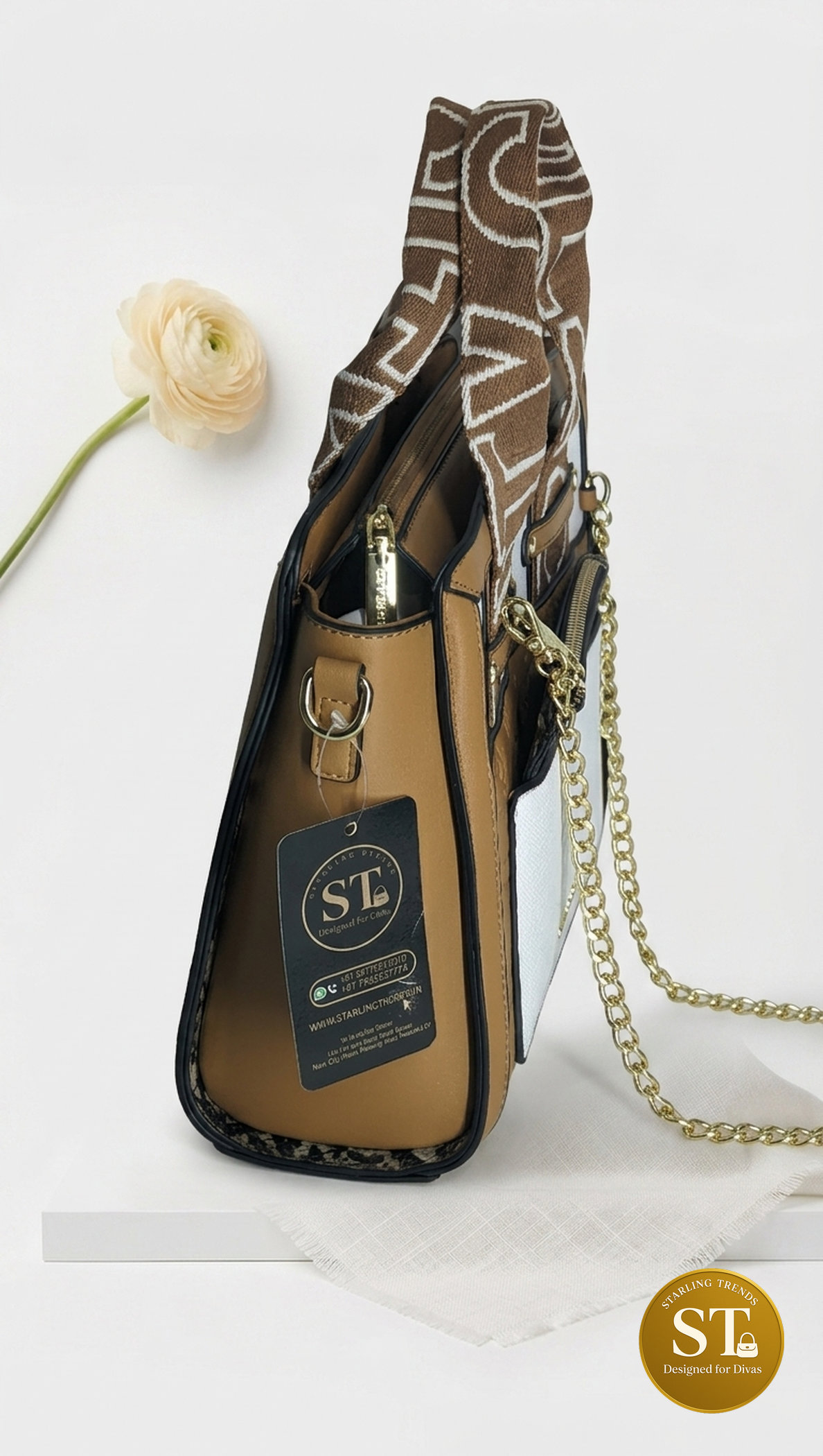 Camel Pearl Handbag - Image 2