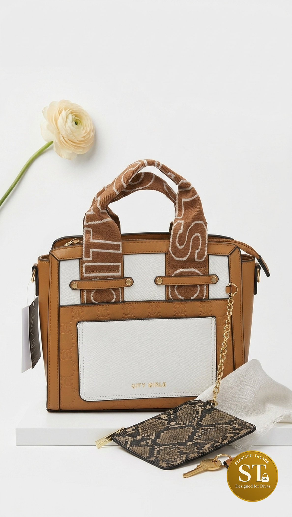 Camel Pearl Handbag - Image 4