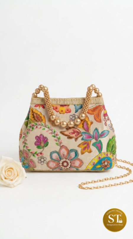 Gulnaar Beaded POTLI BAG (Biege)