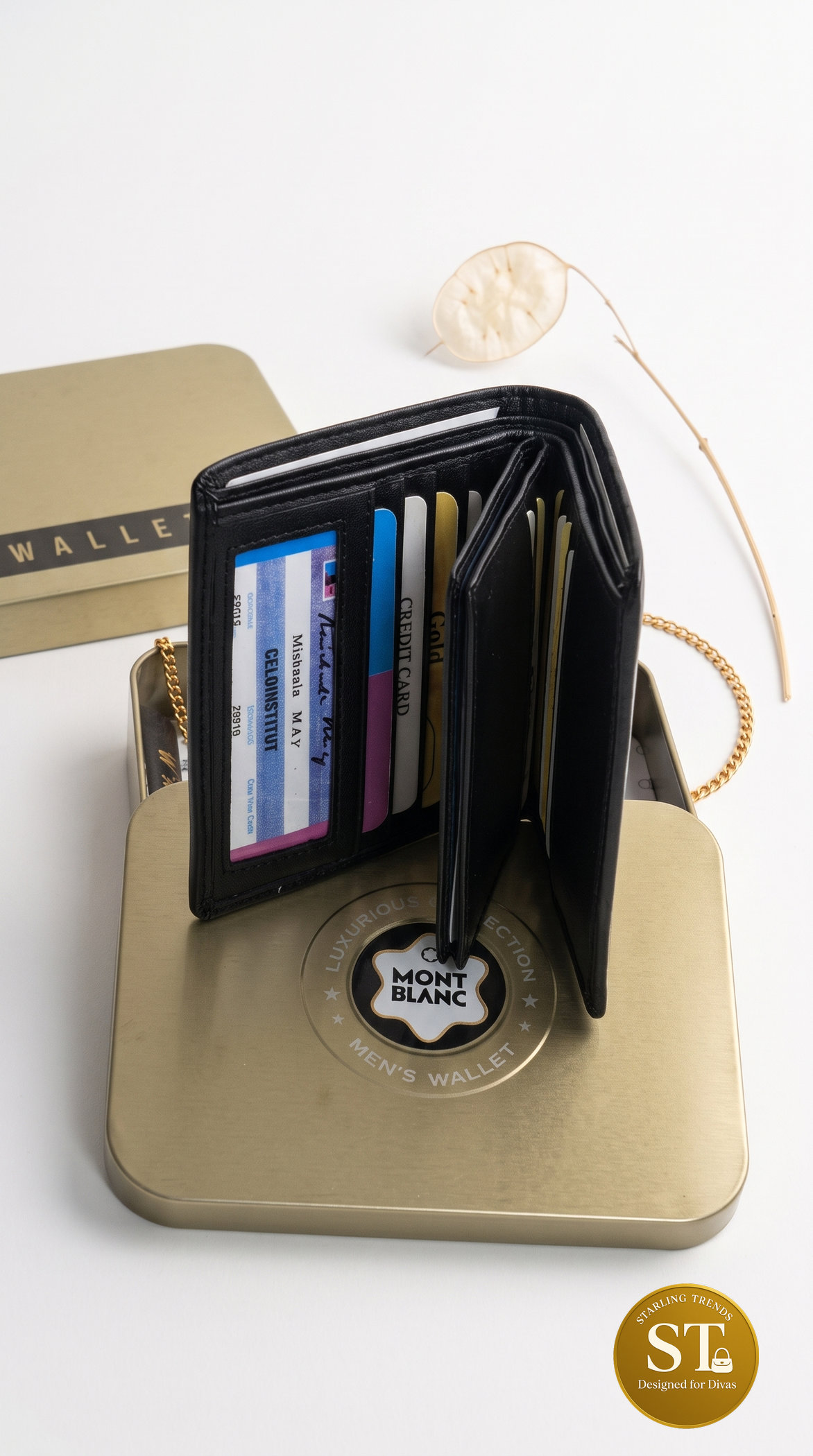Mont Blanc Inspired SIGNATURE BIFOLD WALLET (Black) - Image 2