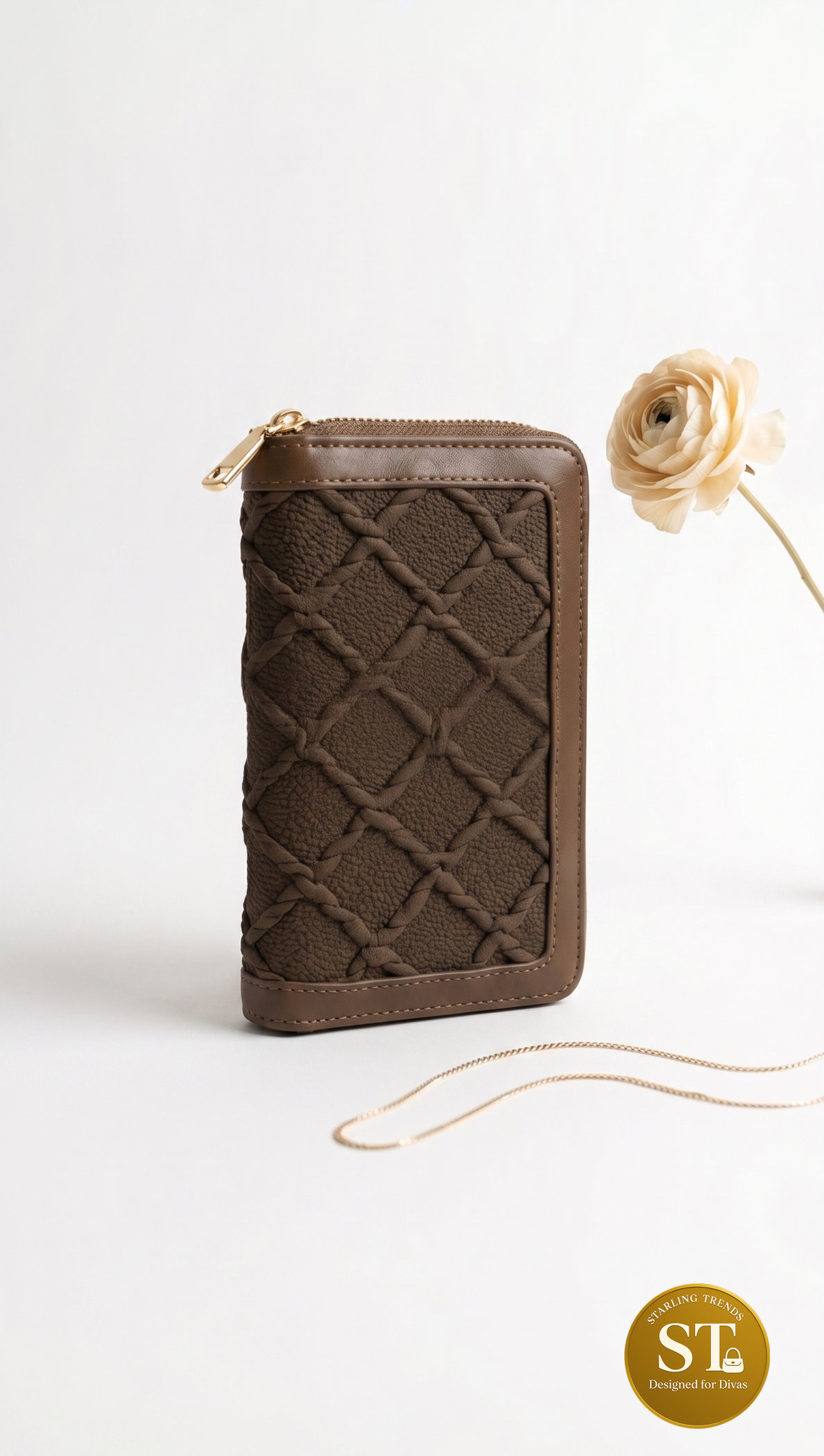 SOFT THREAD HAND WALLET (BROWN) - Image 3