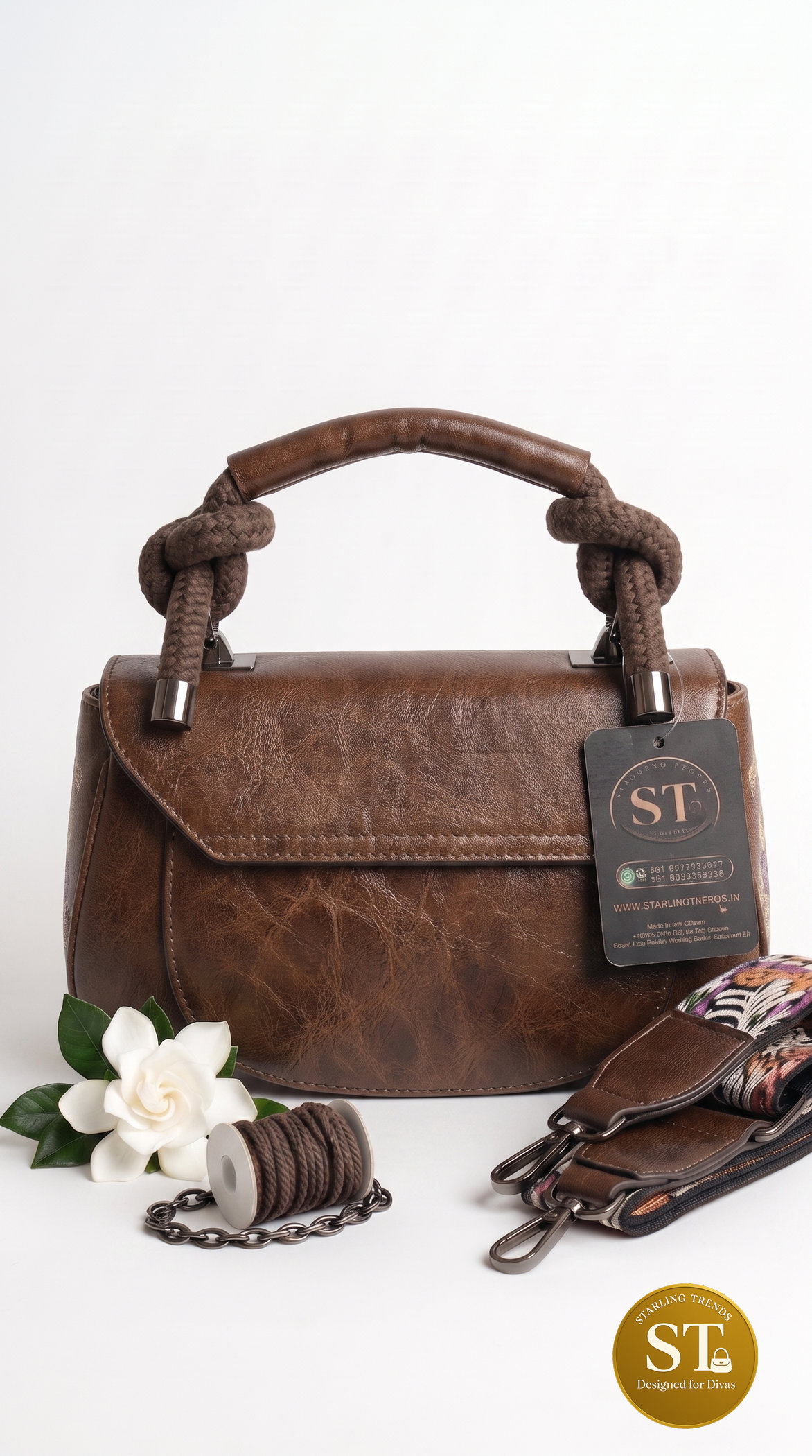 RUHANI CRAFT HANDBAG (BROWN) - Image 3