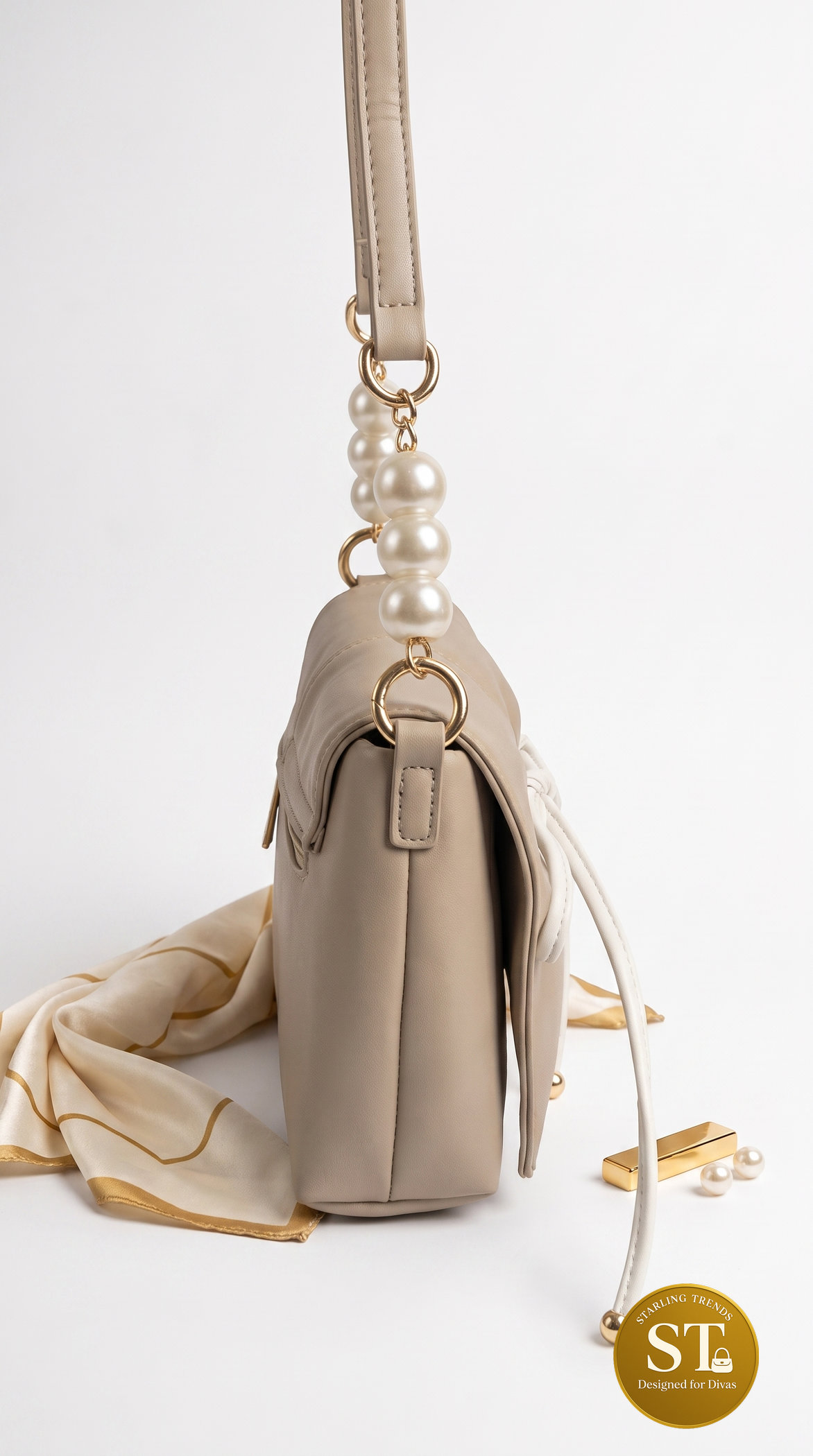 KOREAN BOW SLING BAG 2.0 (BEIGE) - Image 2