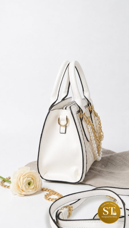 IVORY ZIG ZAG PEARL LUXE HANDBAG