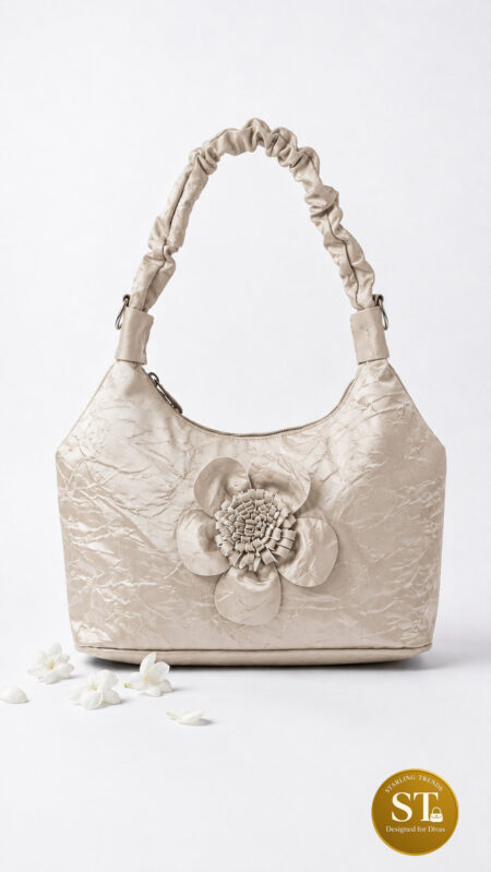 VELVET POETAL SLING BAG (SILVER)