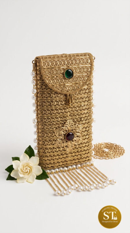 Meher Gold Metal Phone Sling