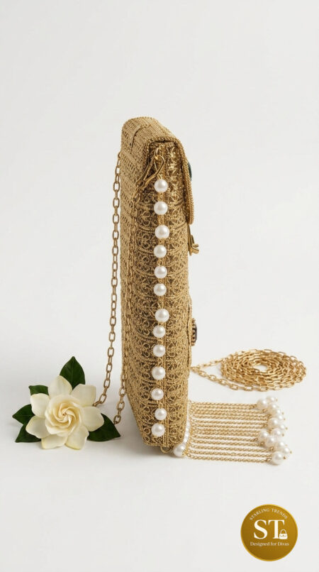 Meher Gold Metal Phone Sling