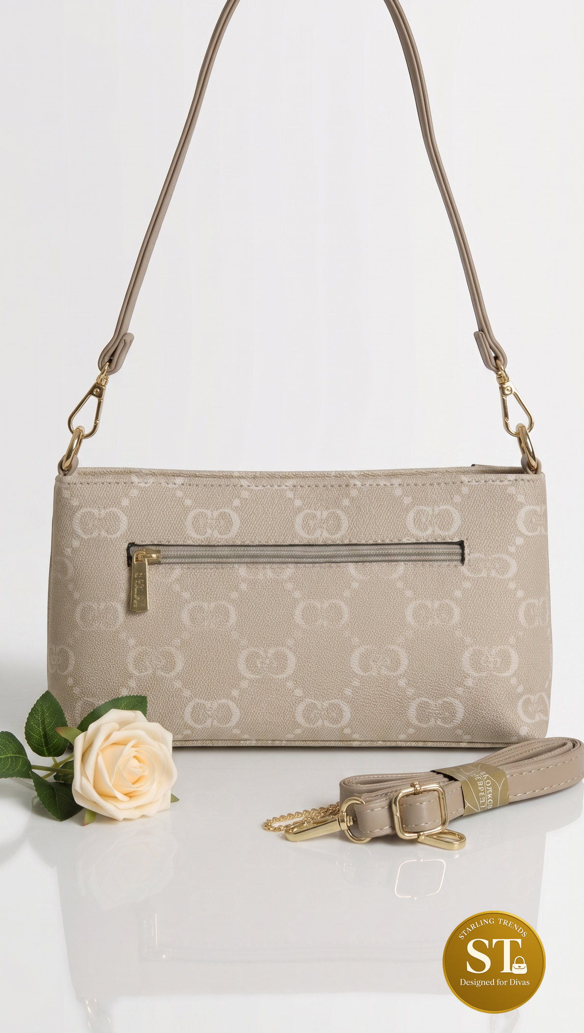 CHIC CANVAS (3 ZIPPER) (BEIGE) - Image 3