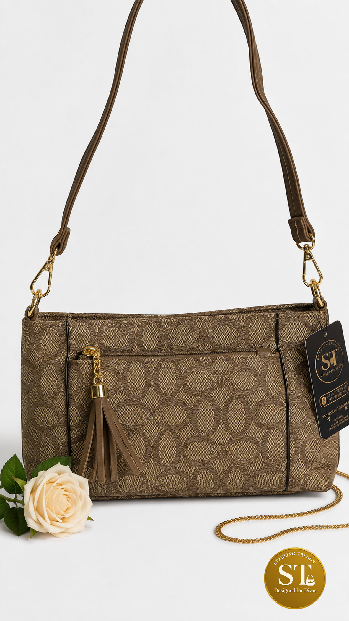 CHIC CANVAS (3 ZIPPER) (BROWN)