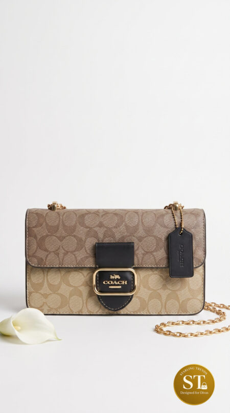 COACH INSPIREED PETAL FLAP SLING BAG (BLACK)