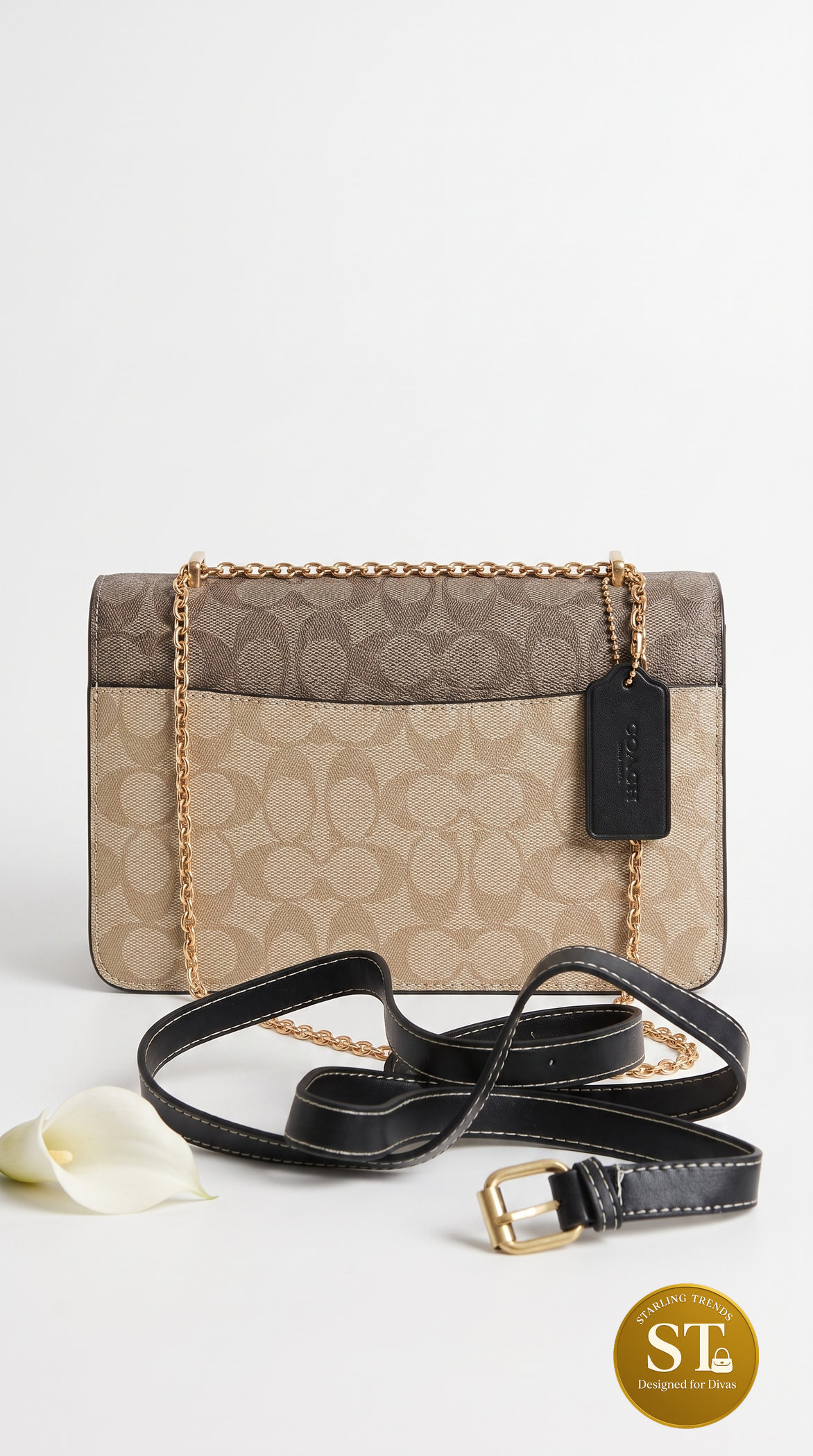 COACH INSPIREED PETAL FLAP SLING BAG (BLACK) - Image 3