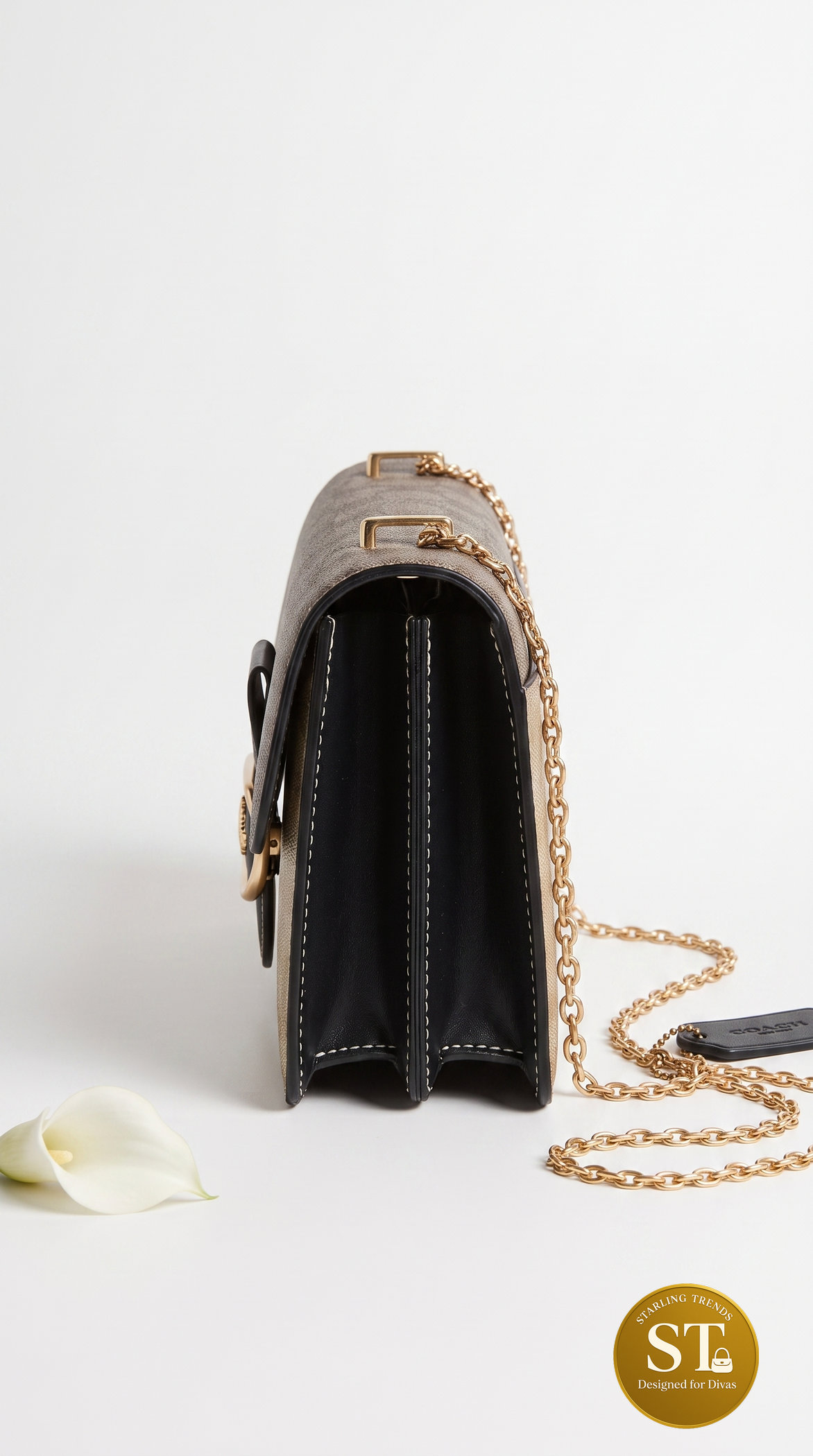 COACH INSPIREED PETAL FLAP SLING BAG (BLACK) - Image 2
