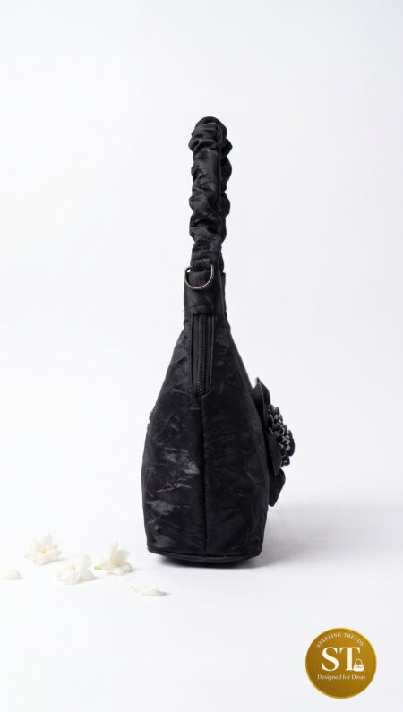VELVET POETAL SLING BAG (BLACK)
