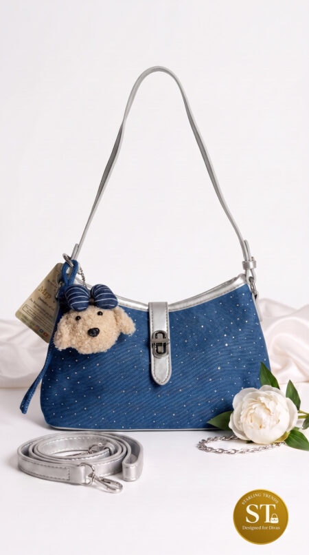 Skyla Denim Sling Bag (Dark blue)