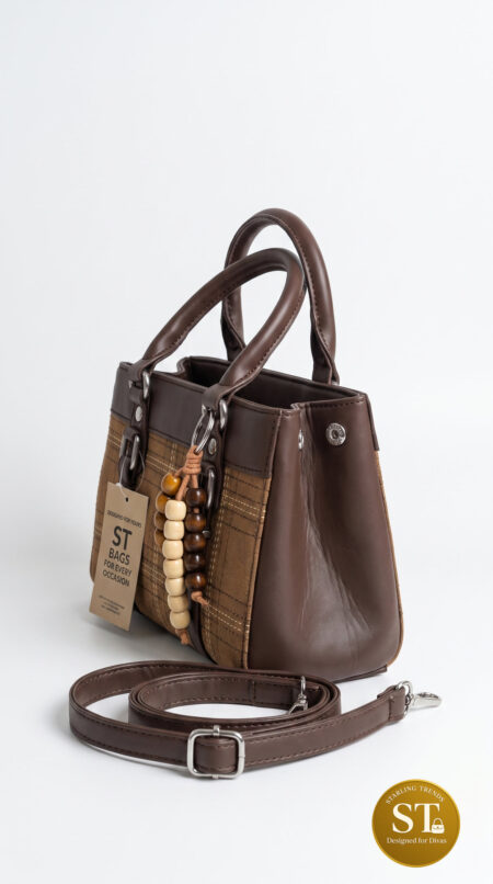 Tartan Charm Sling Bag (Tan)