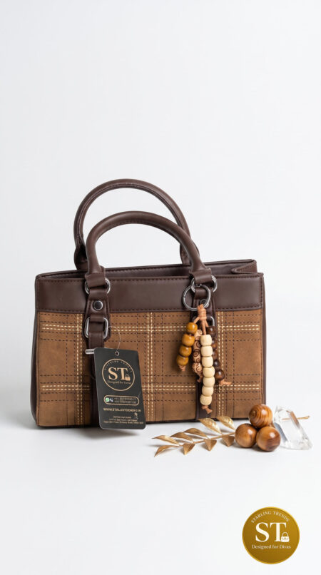 Tartan Charm Sling Bag (Tan)