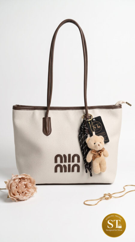 MIU MIU Ivory Office Luxe Tote Bag