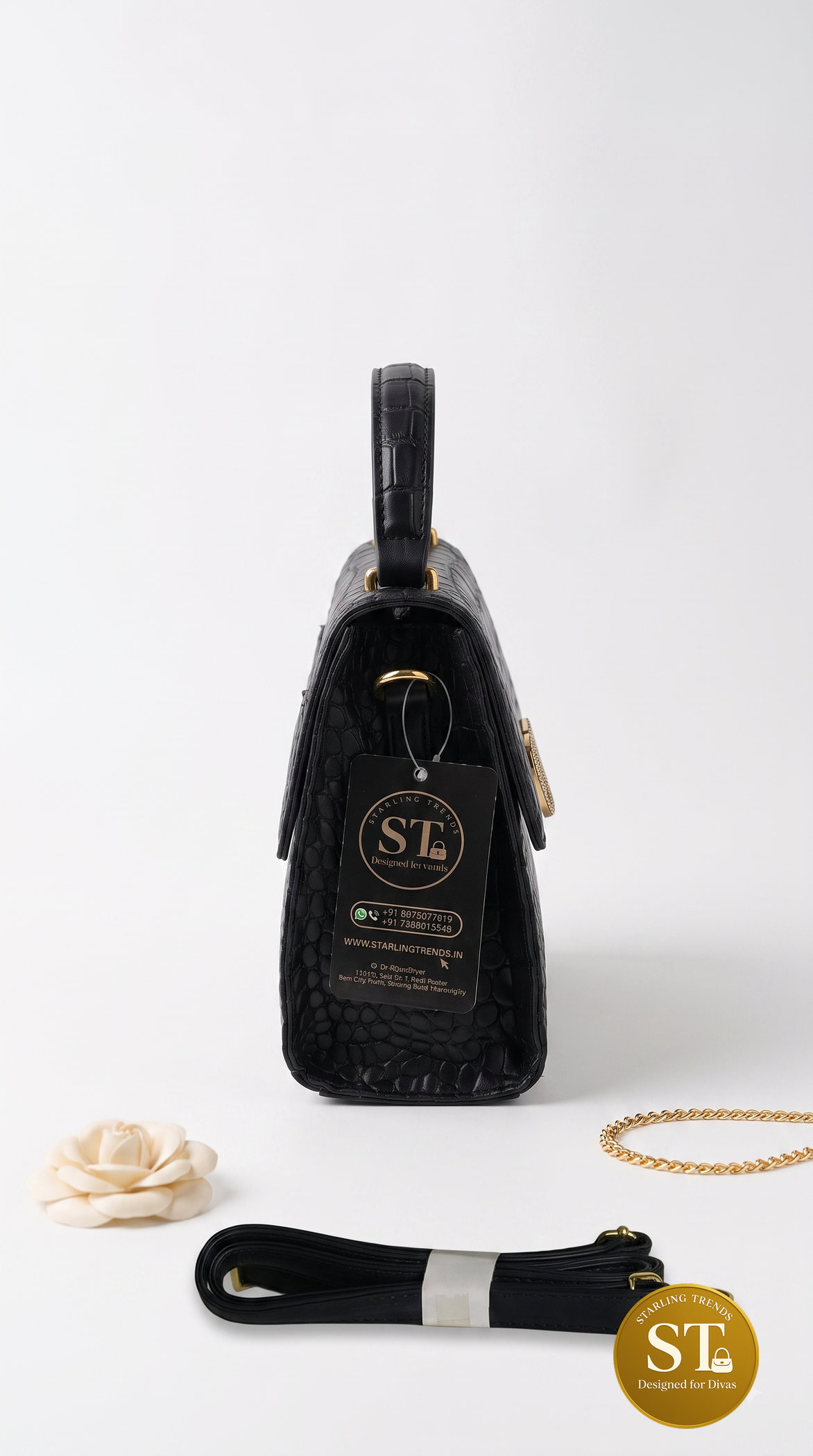 Valentino Garavani inspired Croc Handbag (Black) - Image 2