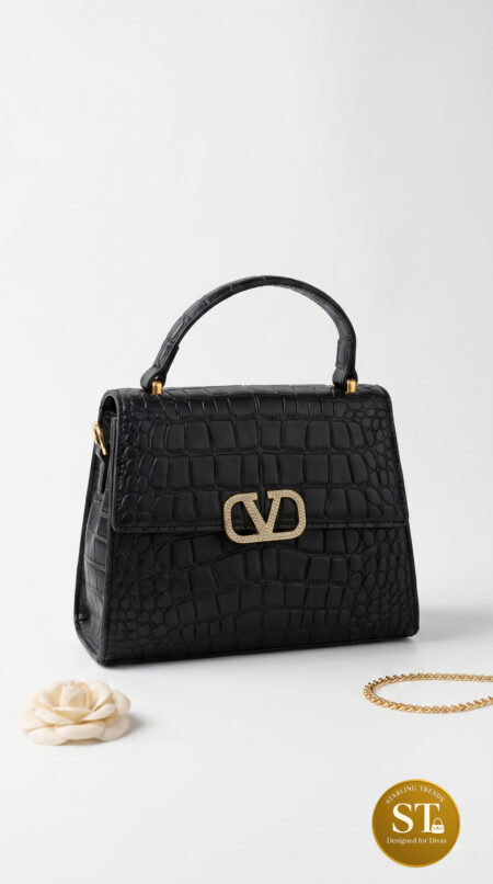 Valentino Garavani inspired Croc Handbag (Black)