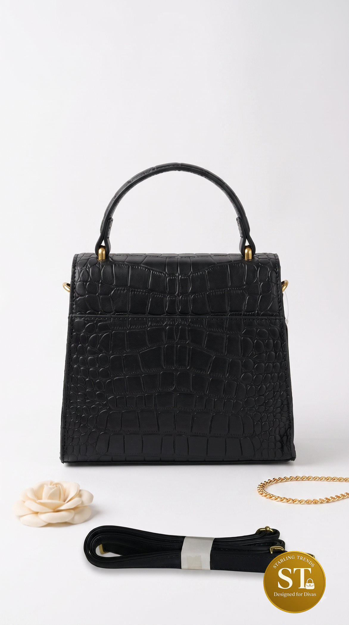 Valentino Garavani inspired Croc Handbag (Black) - Image 3