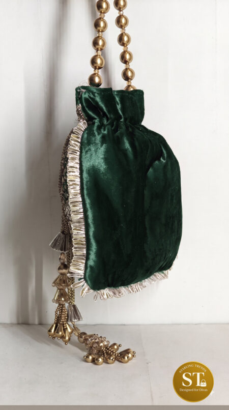 Rani Zari KATDANA POTLI (Bottle green)