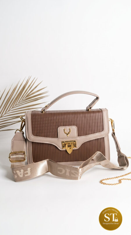 allen solly inspired caramel crest sling bag (caramel)