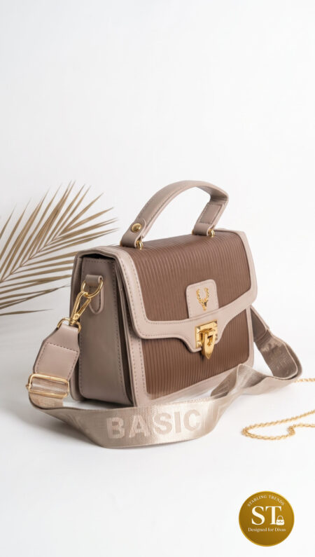 allen solly inspired caramel crest sling bag (caramel)