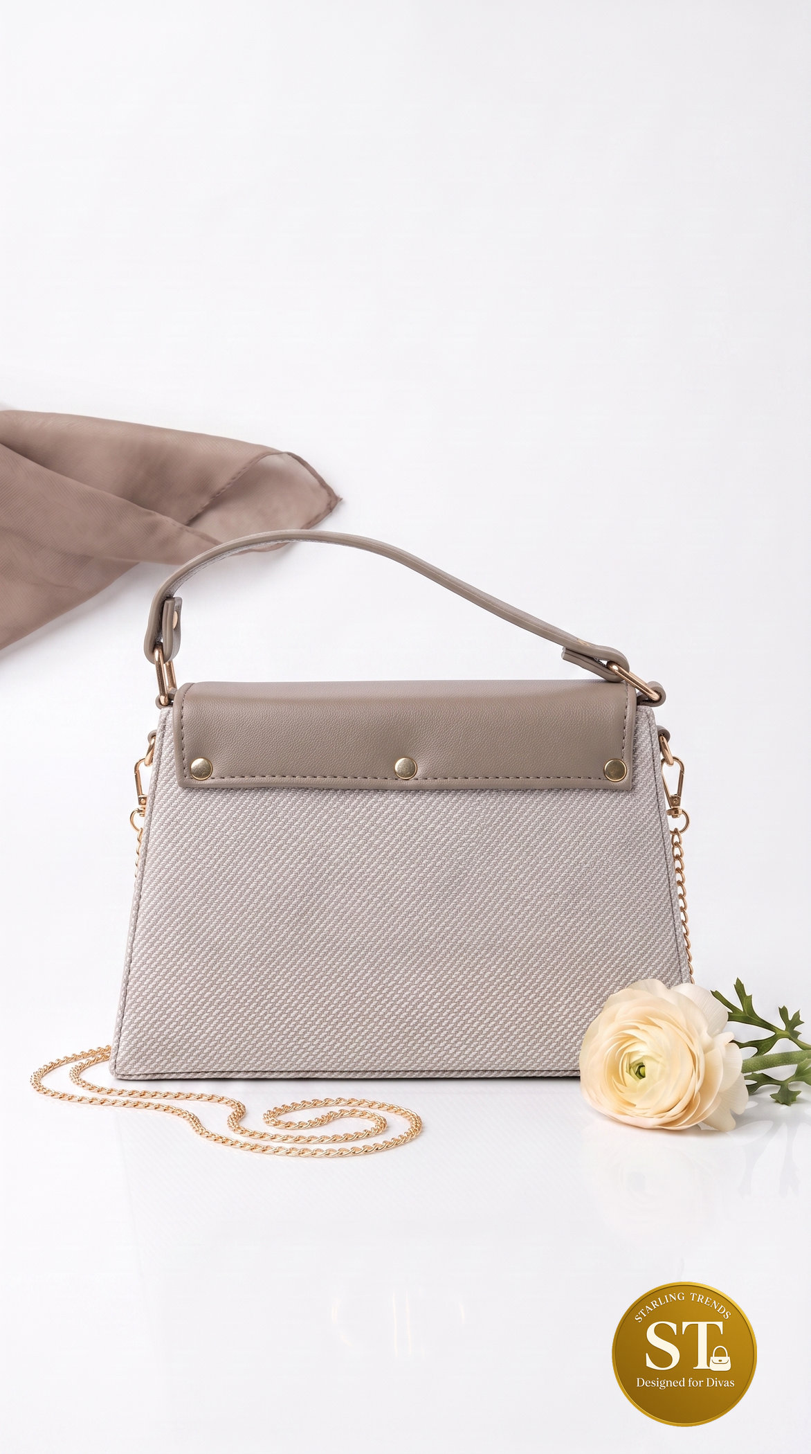 BELLA WEAVE HANDBAG (BROWN) - Image 3