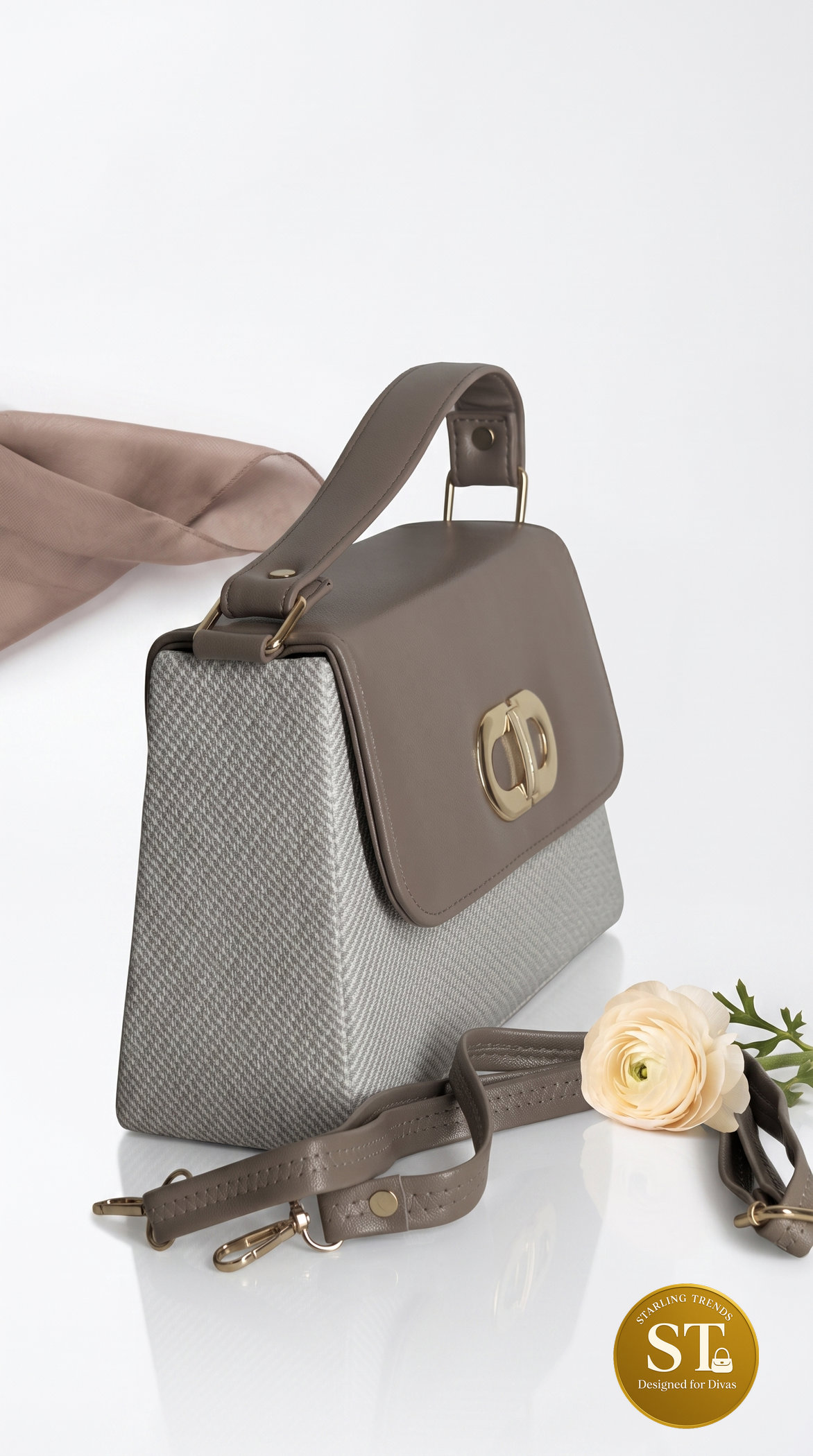 BELLA WEAVE HANDBAG (BROWN) - Image 2